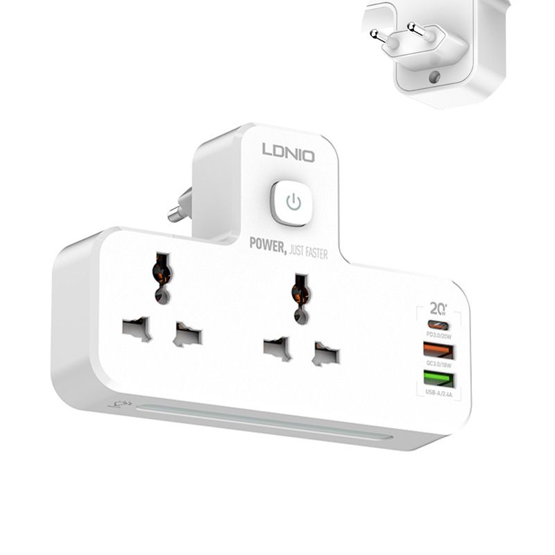 USB wireless strip power socket with light multi-function converter Mobile tablet fast charge LED night light 850° Safety and flame retardant 1*TYPE-C PD3.0/20W 1*USB-A/QC3.0/18W 1*USB-A/2.4A European standard